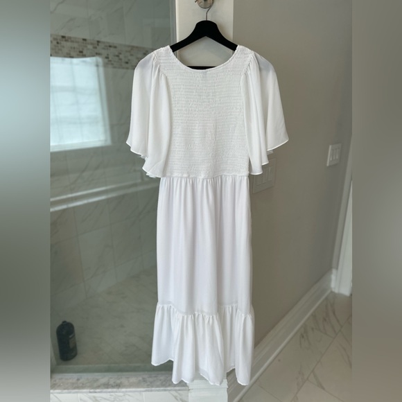 Lillusory Flowy White Smocked Midi Dress - Picture 11 of 11